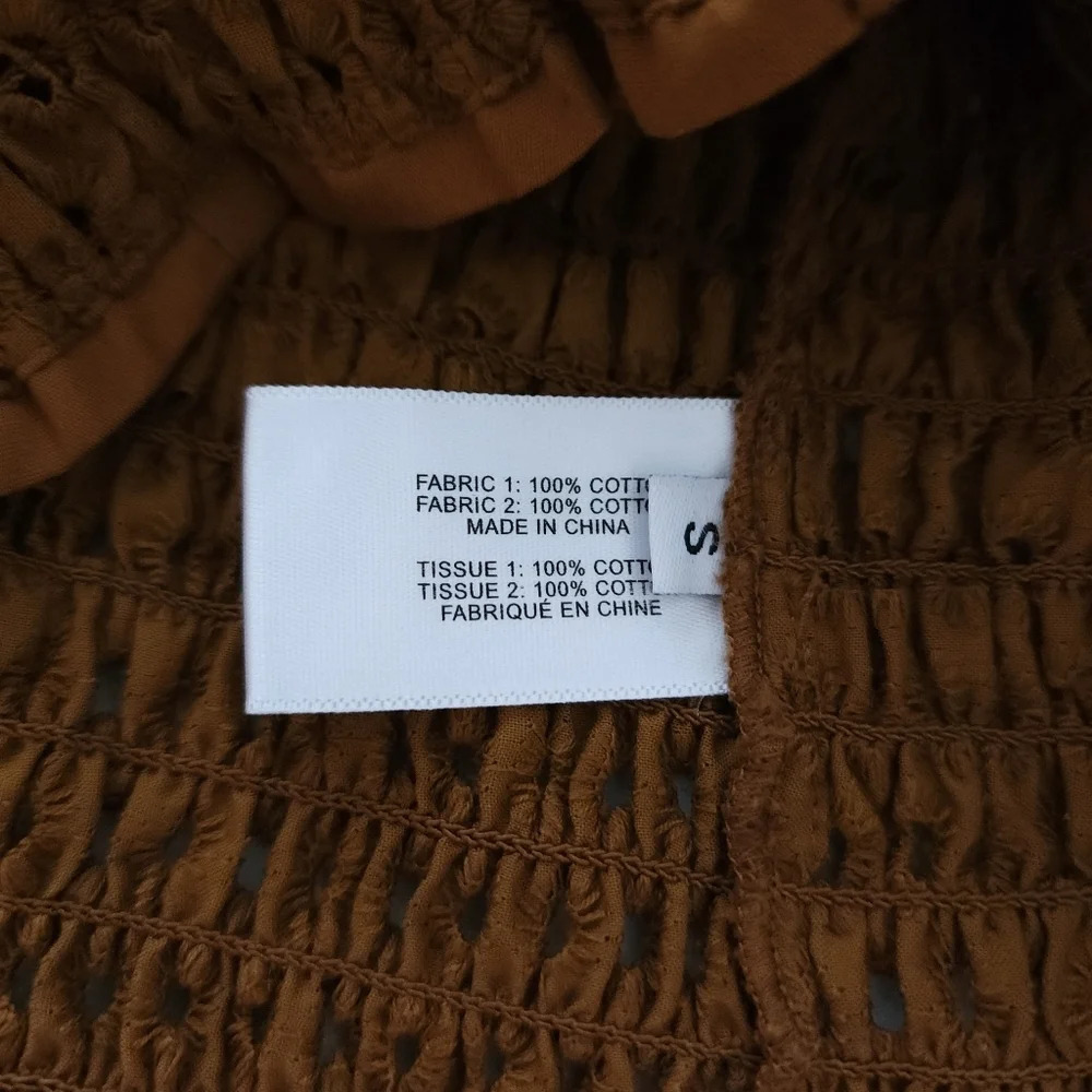 Proenza Schouler White Label Broderie Anglaise Smocked Top In Brown  - Picture 5 of 7
